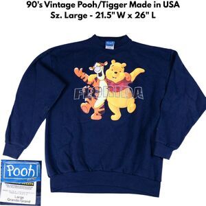 Vintage 90s Winnie the Pooh Tigger Florida Sweatshirt USA Made Navy Women’s L